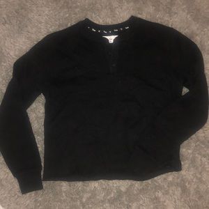 Black Aritzia Tna Cropped Button-Up Long Sleeve